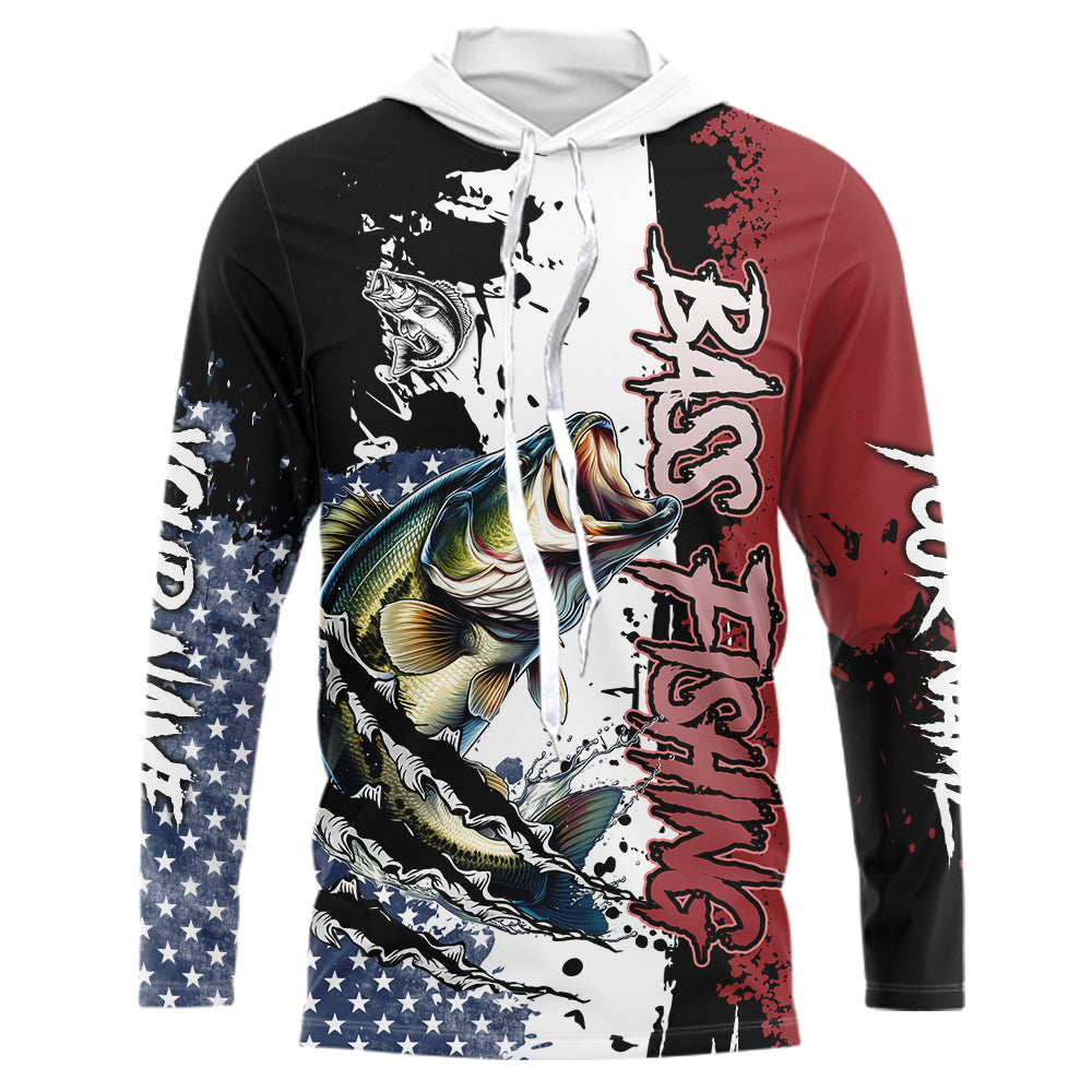 Red, white and blue Largemouth Bass fishing American Flag Custom patriotic Bass fishing NQS9530