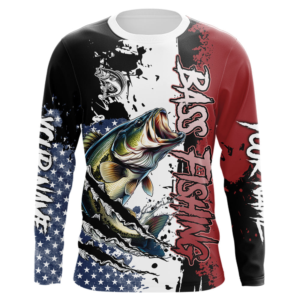 Red, white and blue Largemouth Bass fishing American Flag Custom patriotic Bass fishing NQS9530