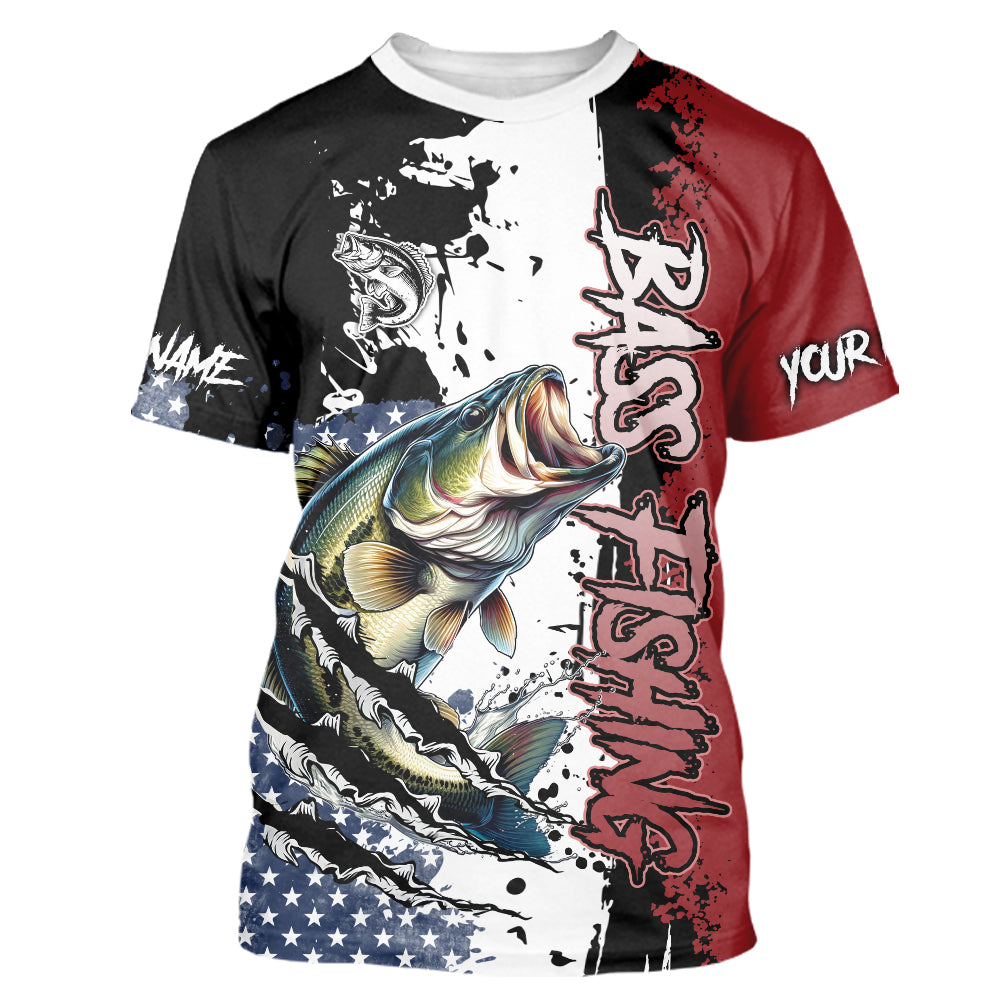 Red, white and blue Largemouth Bass fishing American Flag Custom patriotic Bass fishing NQS9530