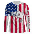 Largemouth Bass fishing American flag patriotic 4th July Customize long sleeves fishing NQS1957
