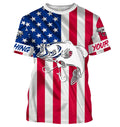 Largemouth Bass fishing American flag patriotic 4th July Customize long sleeves fishing NQS1957