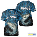 Striped Bass Fishing blue camo Custom UV protection Striper long sleeves fishing