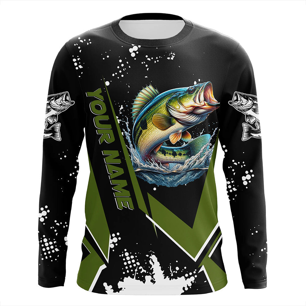 Personalized Largemouth Bass Fishing, Black and Green Bass Fishing Tournament NQS7839
