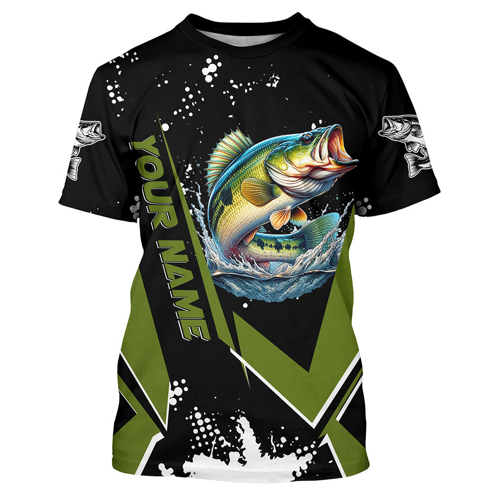 Personalized Largemouth Bass Fishing, Black and Green Bass Fishing Tournament NQS7839