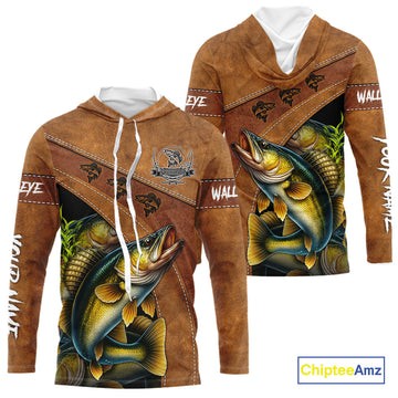Walleye fishing UV protection custom name fishing, performance, women, kid