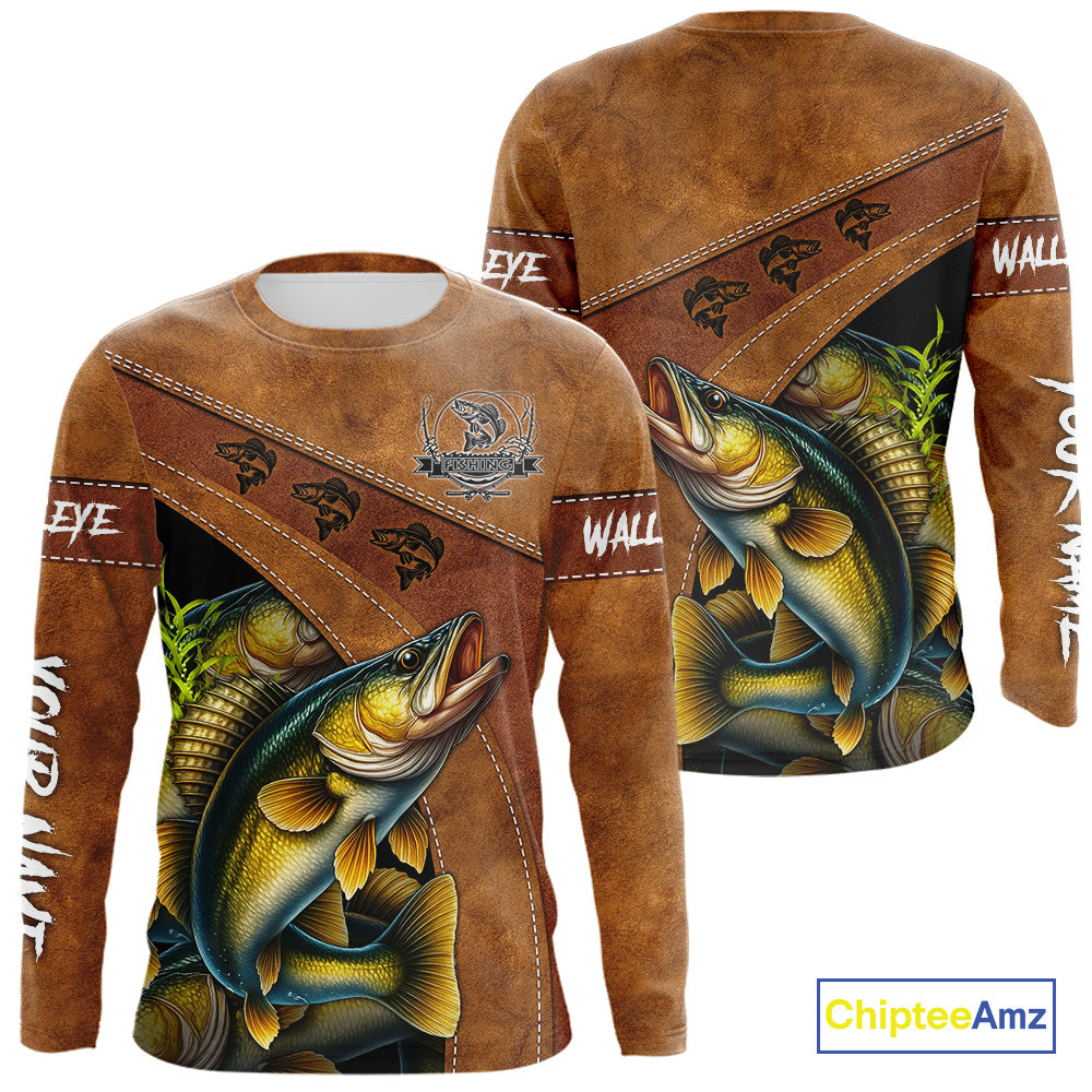 Walleye fishing UV protection custom name fishing, performance, women, kid