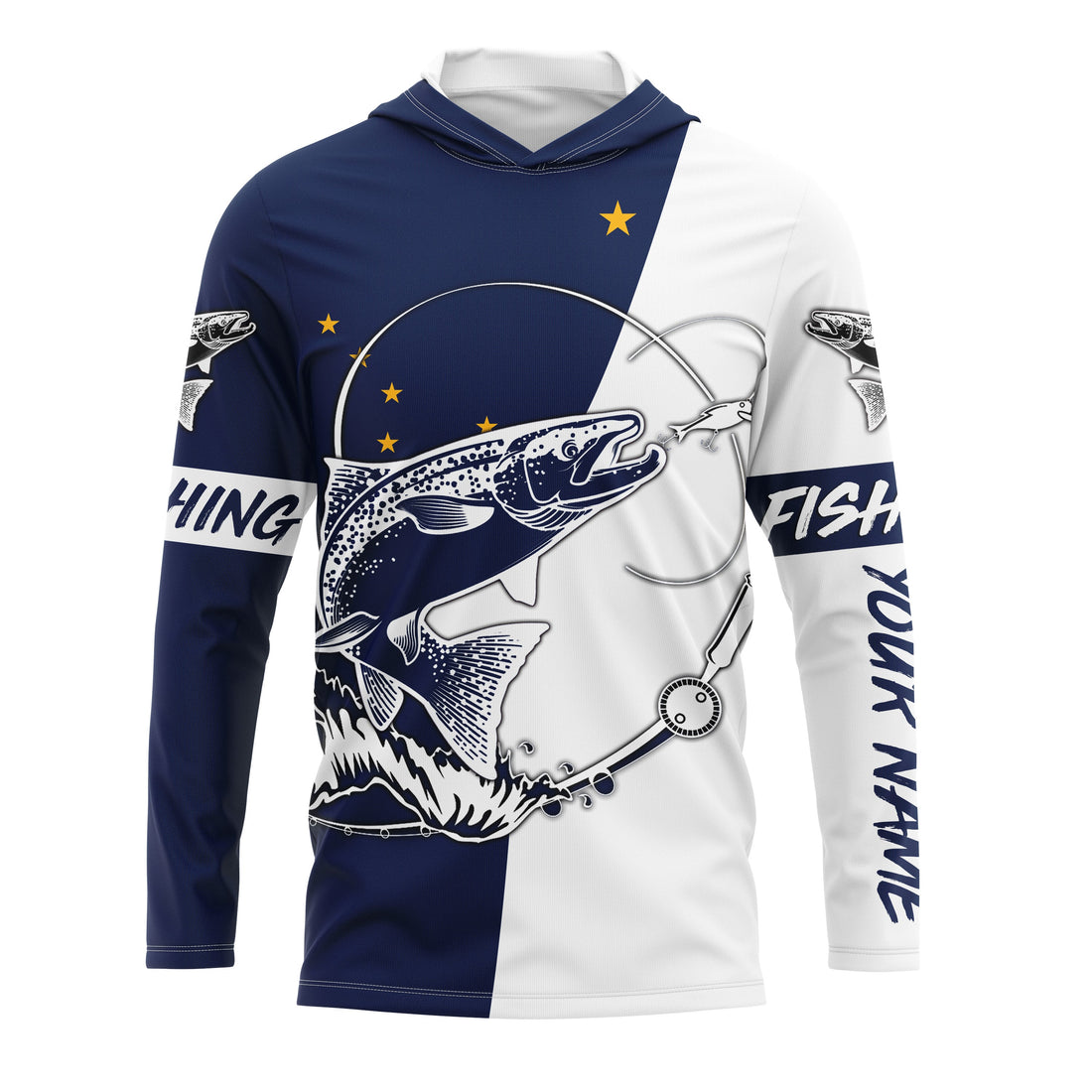 Salmon fishing in Alaska performance UV protection custom name long Sleeve fishing tournament NQS3613