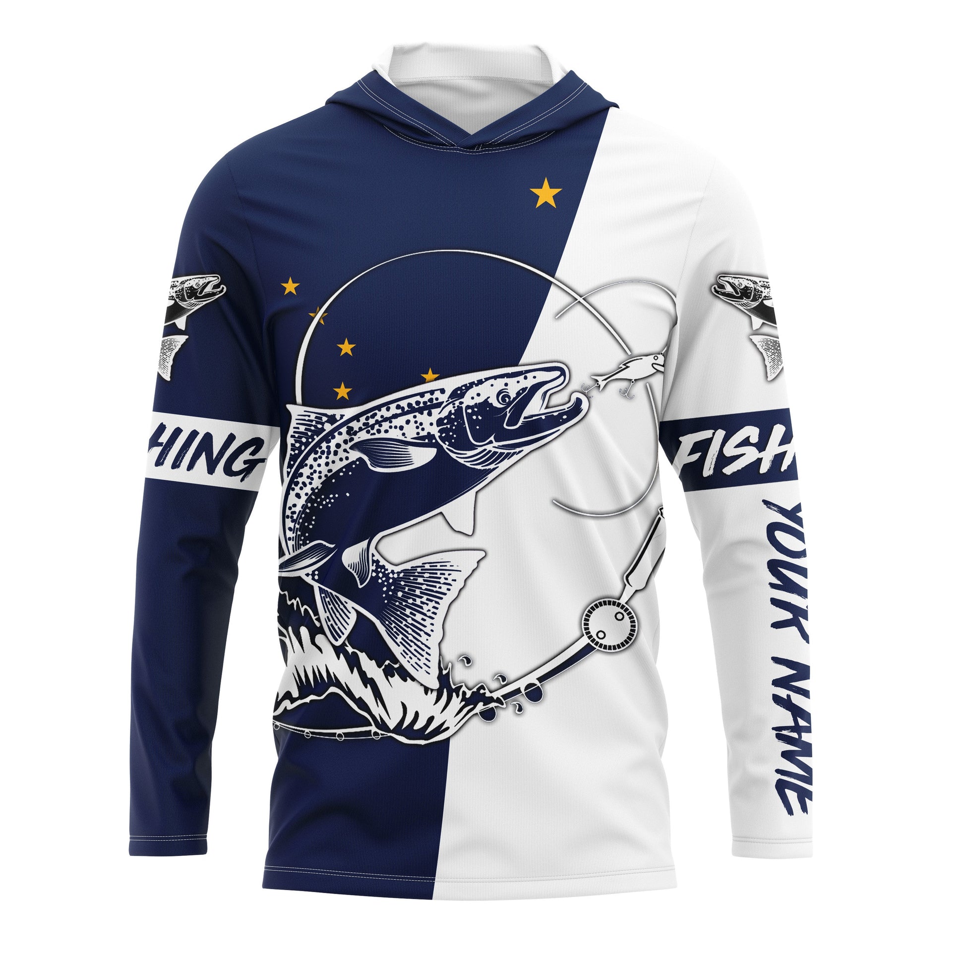 Salmon fishing in Alaska performance UV protection custom name long Sleeve fishing tournament NQS3613