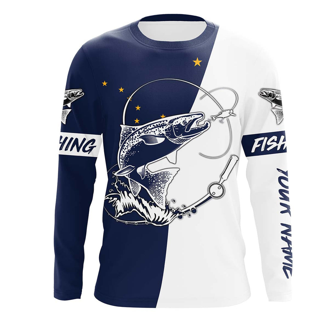 Salmon fishing in Alaska performance UV protection custom name long Sleeve fishing tournament NQS3613