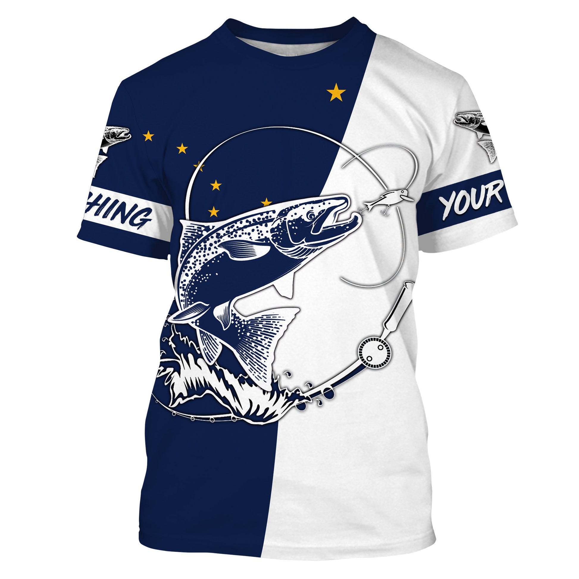 Salmon fishing in Alaska performance UV protection custom name long Sleeve fishing tournament NQS3613