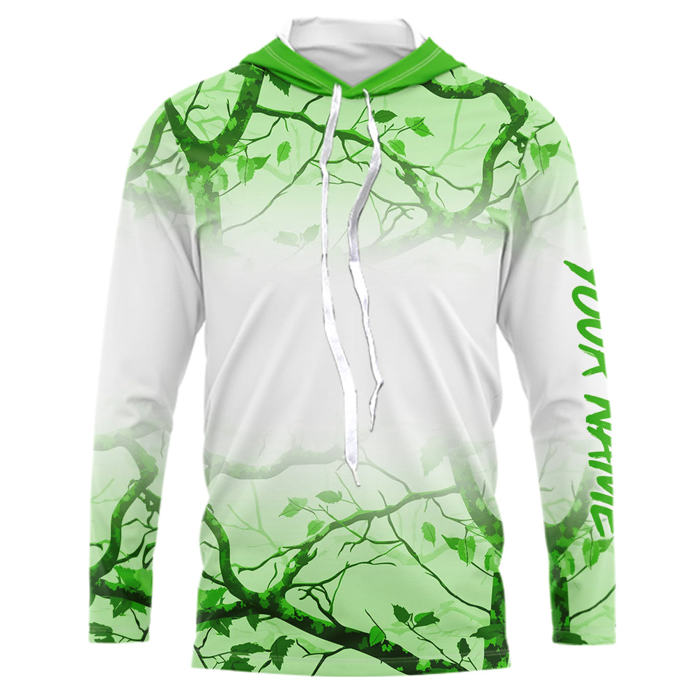 Personalized name White and Green Camo performance long sleeve team fishing tournament NQS9554