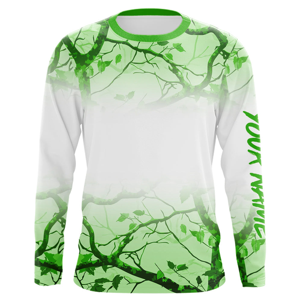 Personalized name White and Green Camo performance long sleeve team fishing tournament NQS9554