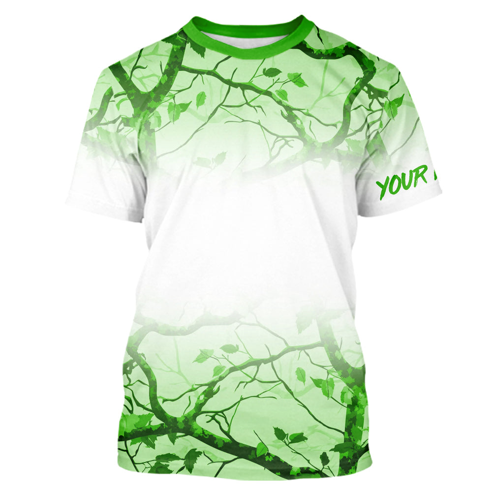 Personalized name White and Green Camo performance long sleeve team fishing tournament NQS9554