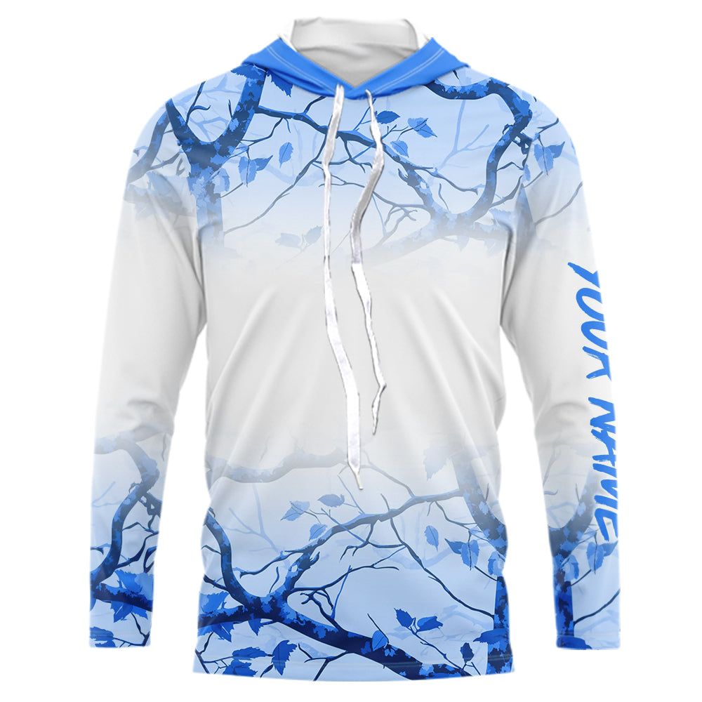 Personalized name White and Blue Camo performance long sleeve team fishing tournament NQS9555