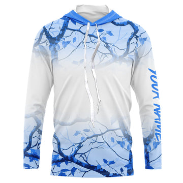 Personalized name White and Blue Camo performance long sleeve team fishing tournament NQS9555