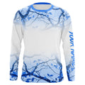 Personalized name White and Blue Camo performance long sleeve team fishing tournament NQS9555