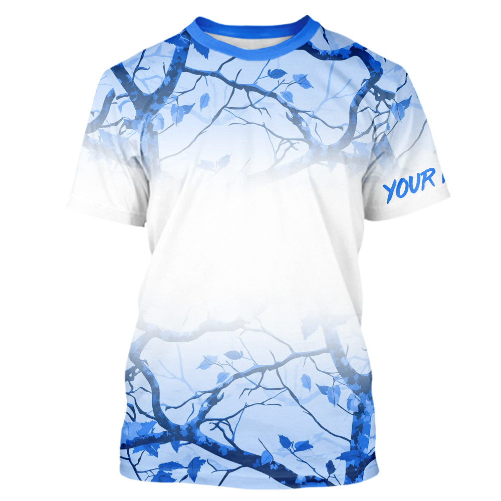 Personalized name White and Blue Camo performance long sleeve team fishing tournament NQS9555