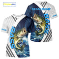 Blue and White Camo Largemouth Bass fishing Custom name sun protection Bass fishing team NQS9981
