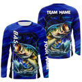 Largemouth Bass Fishing Custom long sleeve performance fishing, team fishing | Blue NQS8501