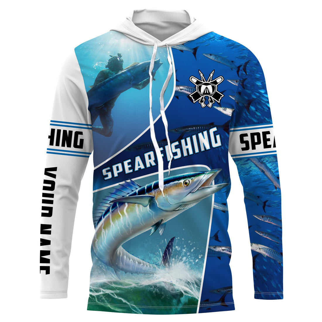 Wahoo blue water spearfishing Custom Name UV protection UPF 30+ fishing, custom fishing apparel NQS3069