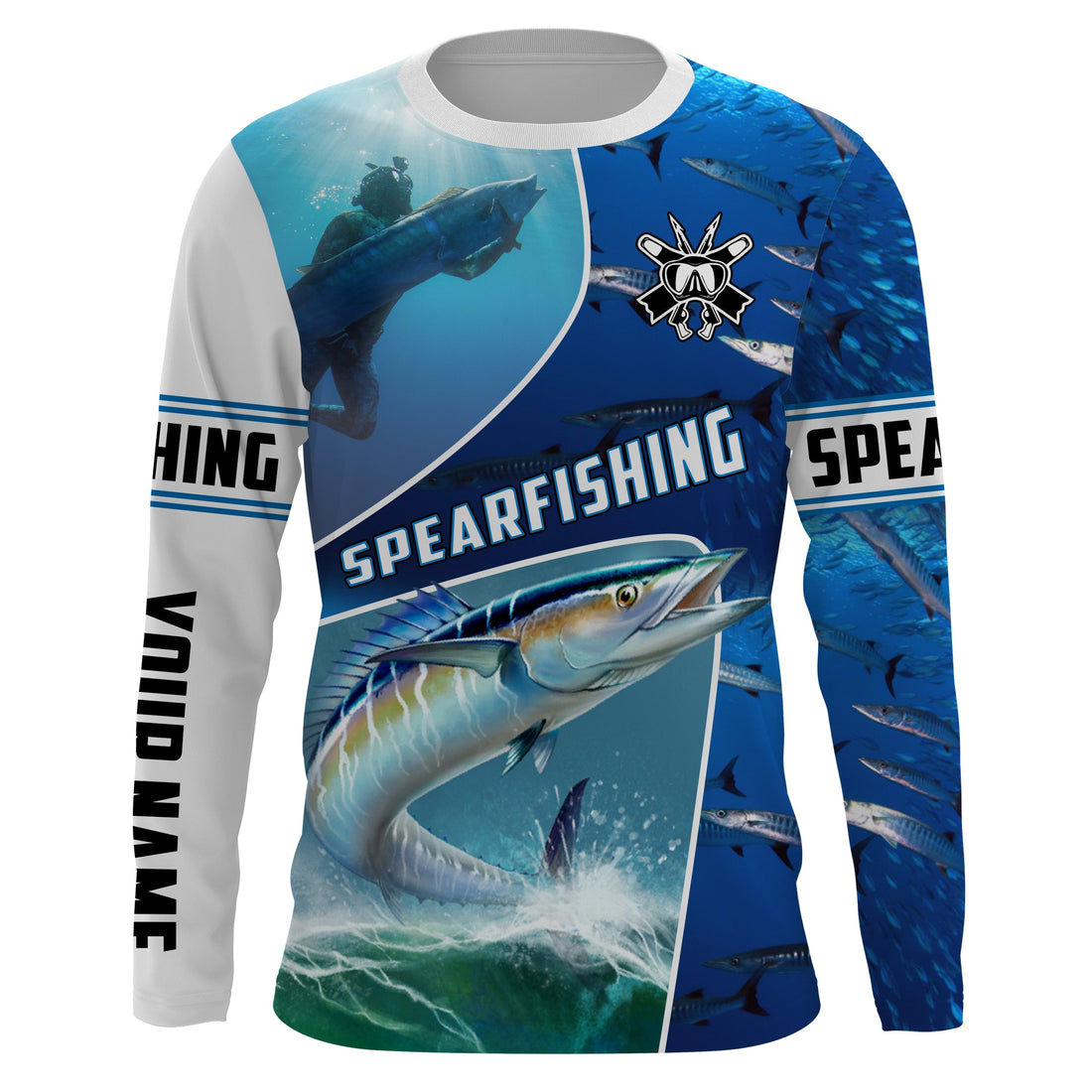 Wahoo blue water spearfishing Custom Name UV protection UPF 30+ fishing, custom fishing apparel NQS3069