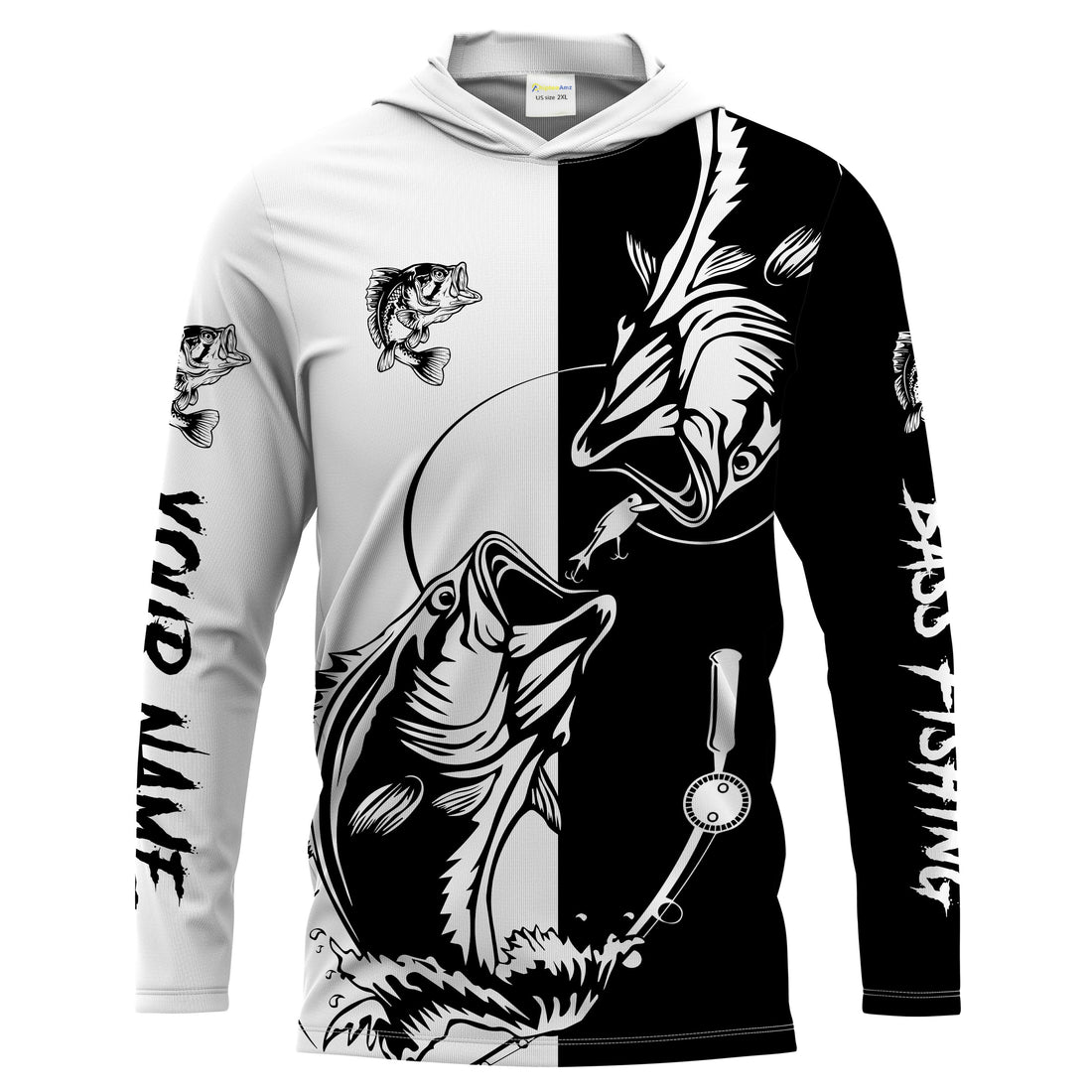Bass fishing tattoo UV protection Customize name fishing NQS1461