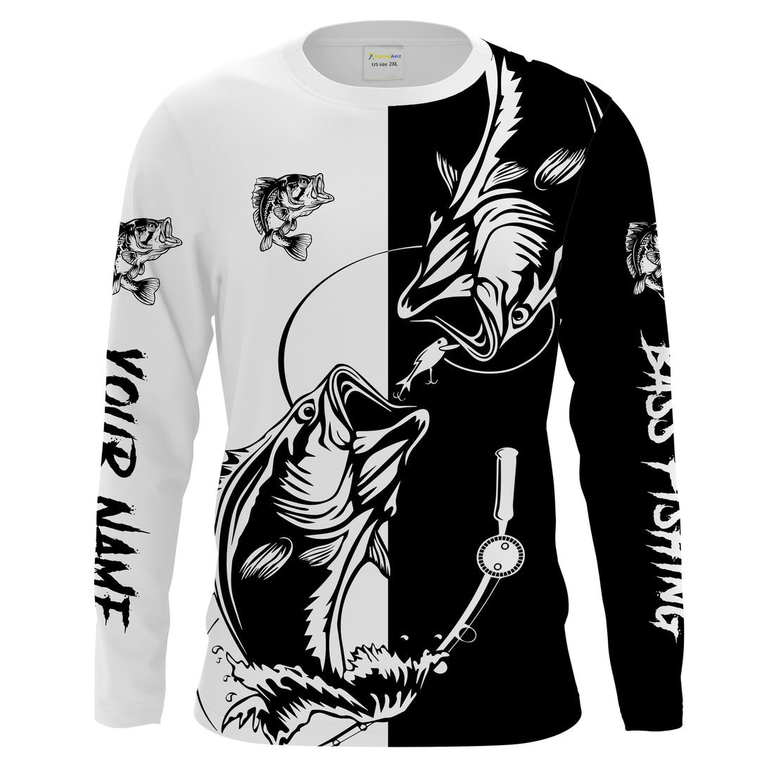 Bass fishing tattoo UV protection Customize name fishing NQS1461