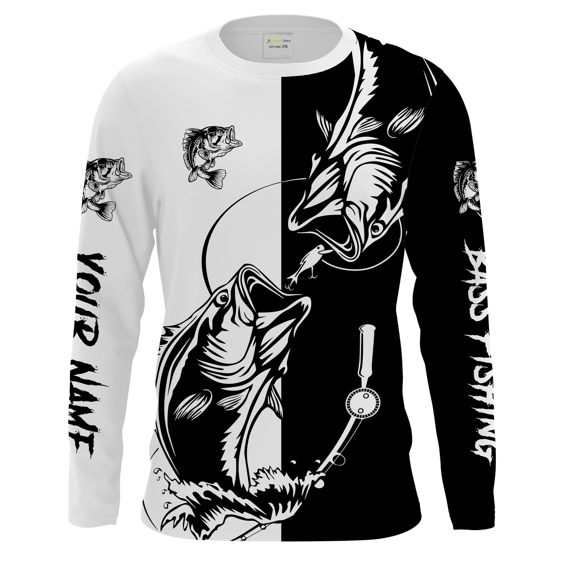 Bass fishing tattoo UV protection Customize name fishing NQS1461