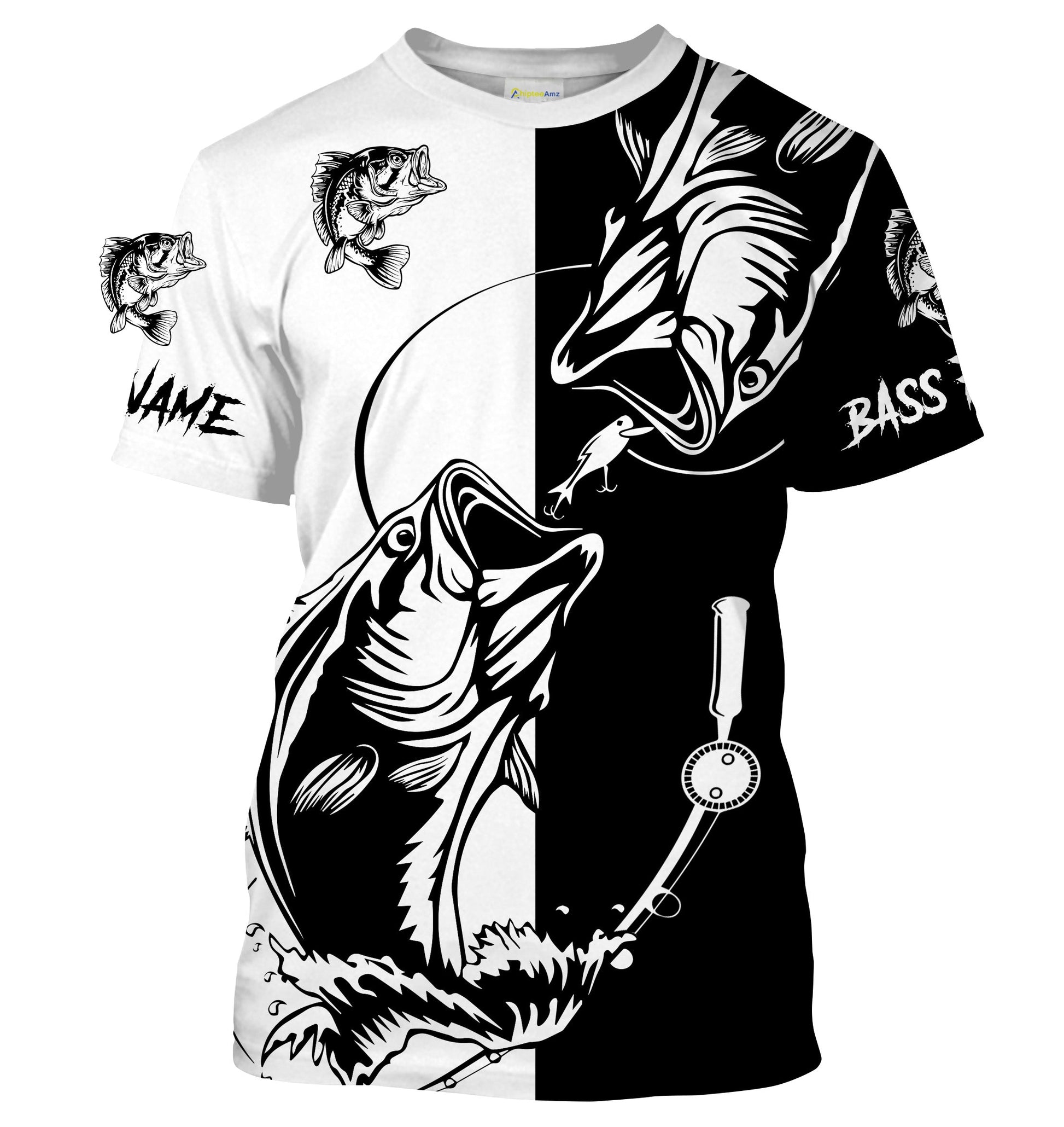 Bass fishing tattoo UV protection Customize name fishing NQS1461