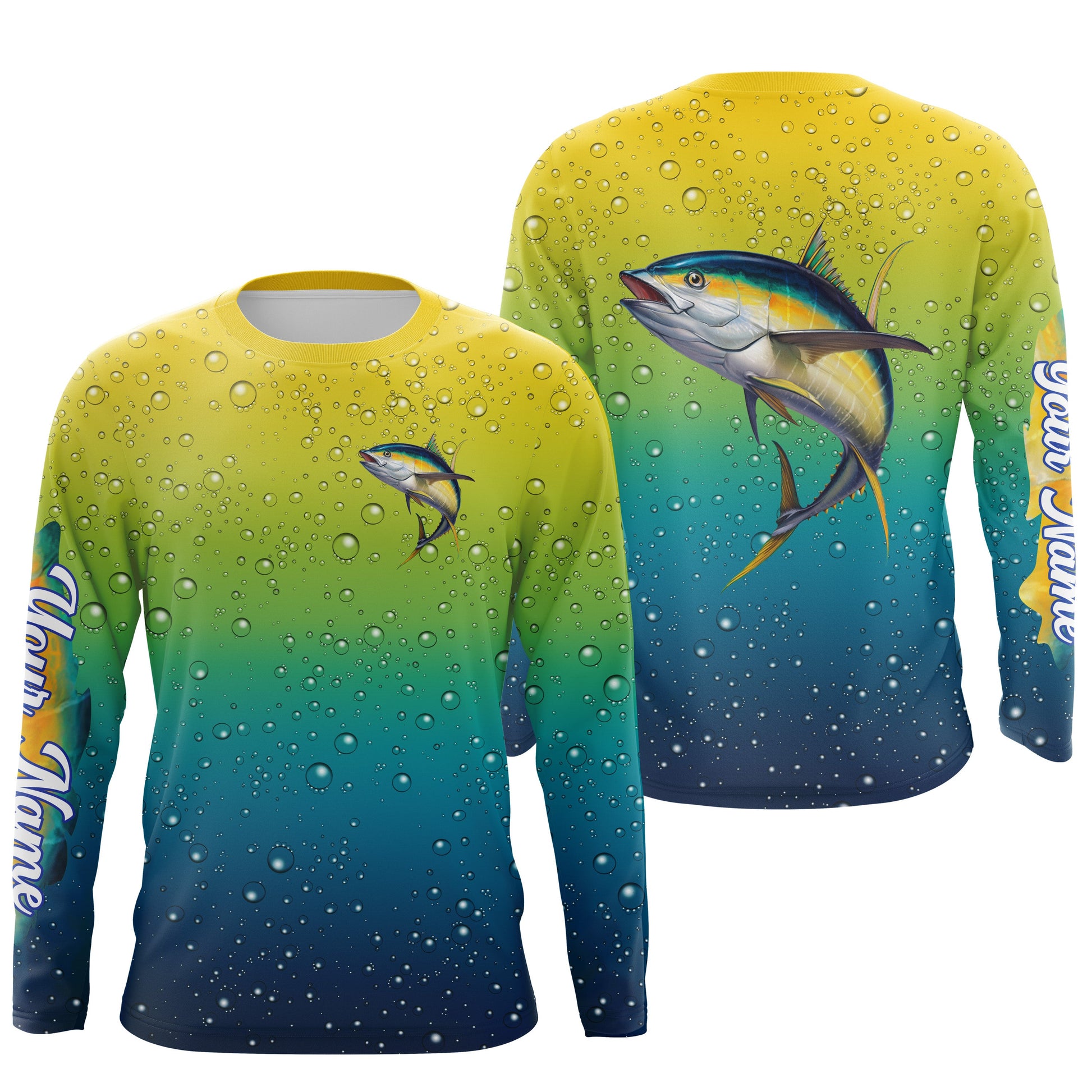 Tuna fishing scales bubble Custom Name UV protection UPF 30+ custom saltwater fishing NQS3230