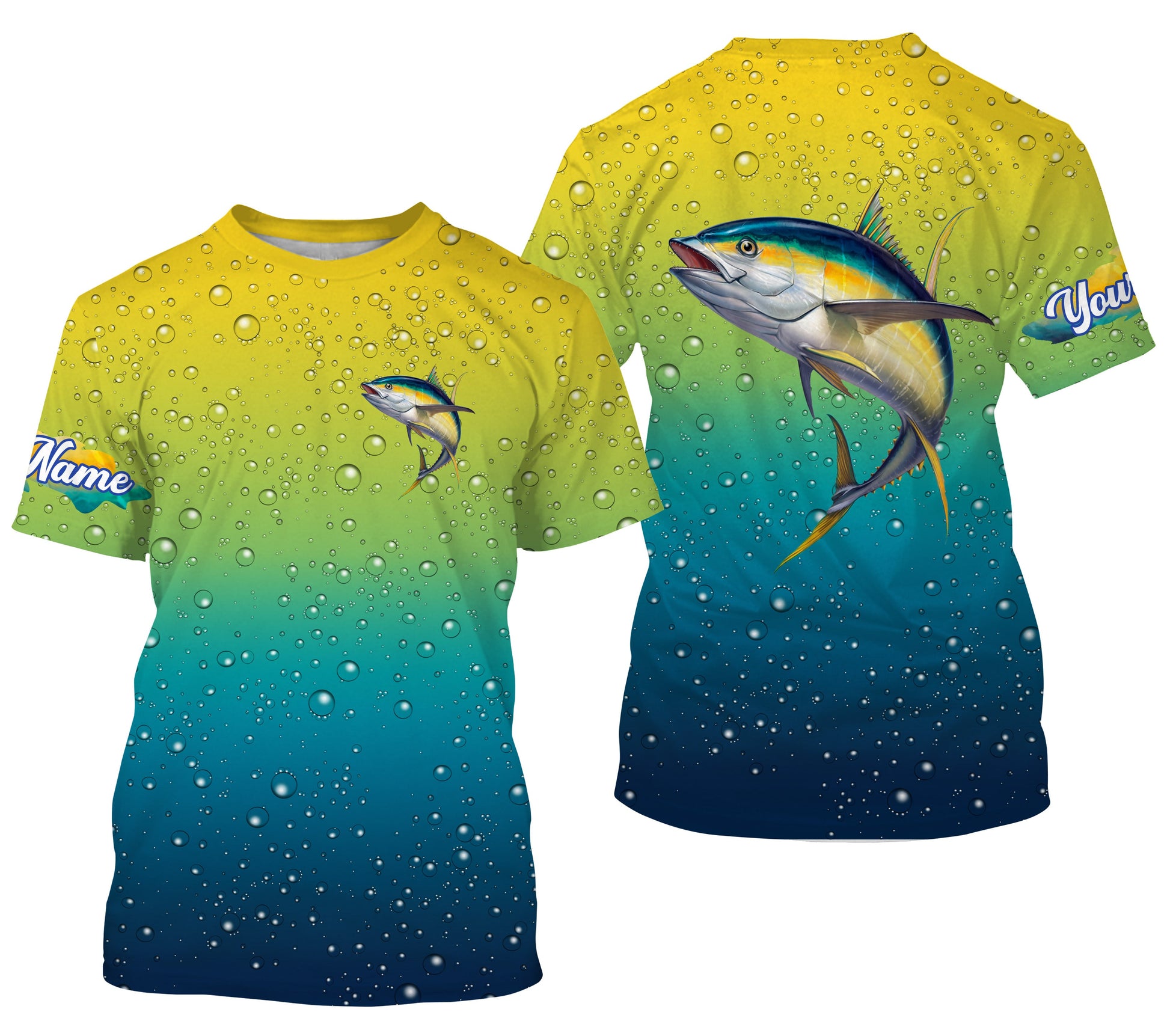 Tuna fishing scales bubble Custom Name UV protection UPF 30+ custom saltwater fishing NQS3230