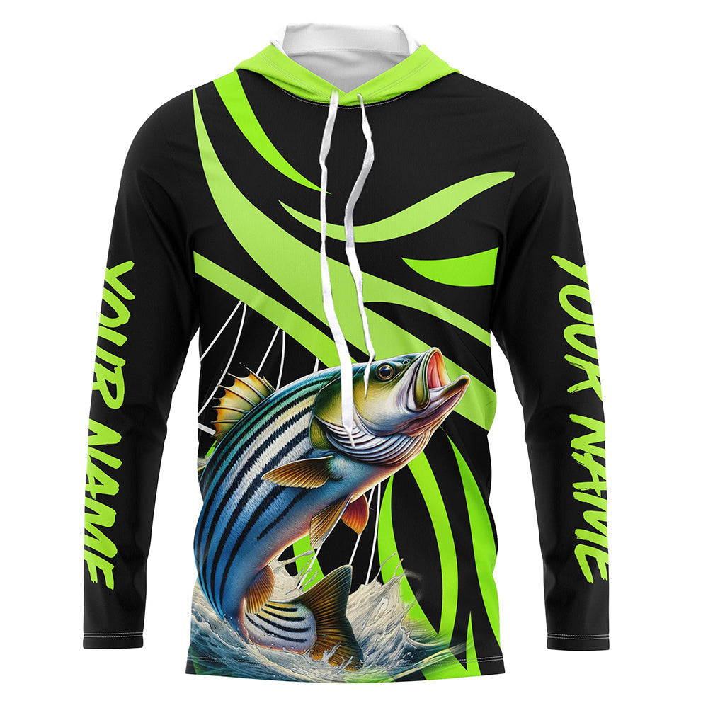 Personalized Striped Bass Long Sleeve Fishing, Striper Tournament Fishing | Green NQS7499