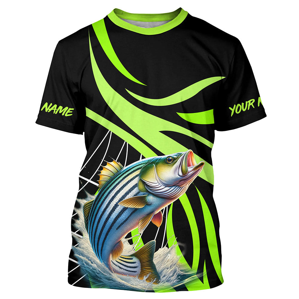 Personalized Striped Bass Long Sleeve Fishing, Striper Tournament Fishing | Green NQS7499