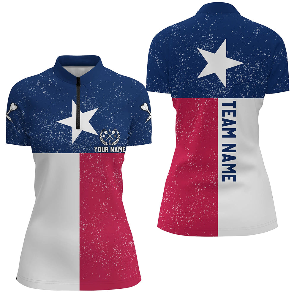 Customized Grunge Texas Flag Darts Men Quarter-Zip, Patriotic Texas Darts