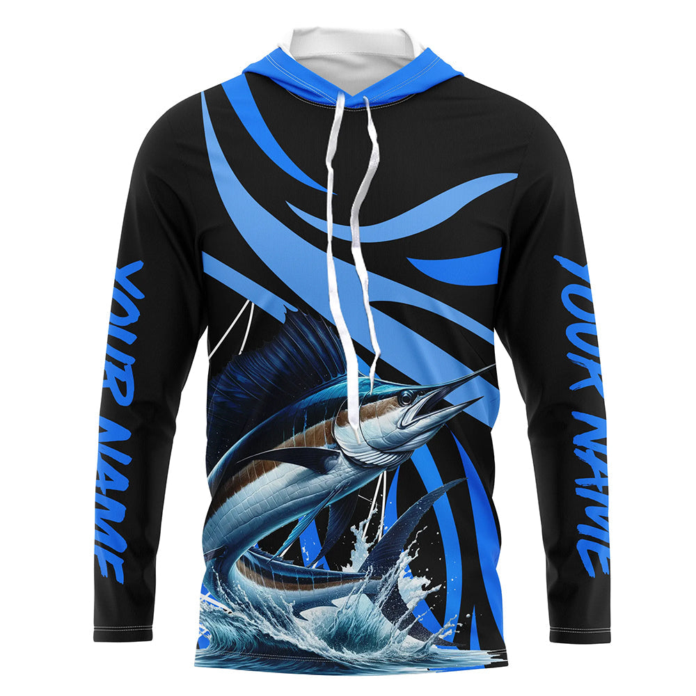 Personalized Sailfish Long Sleeve Fishing, Sailfish Tournament Fishing | Blue NQS7501