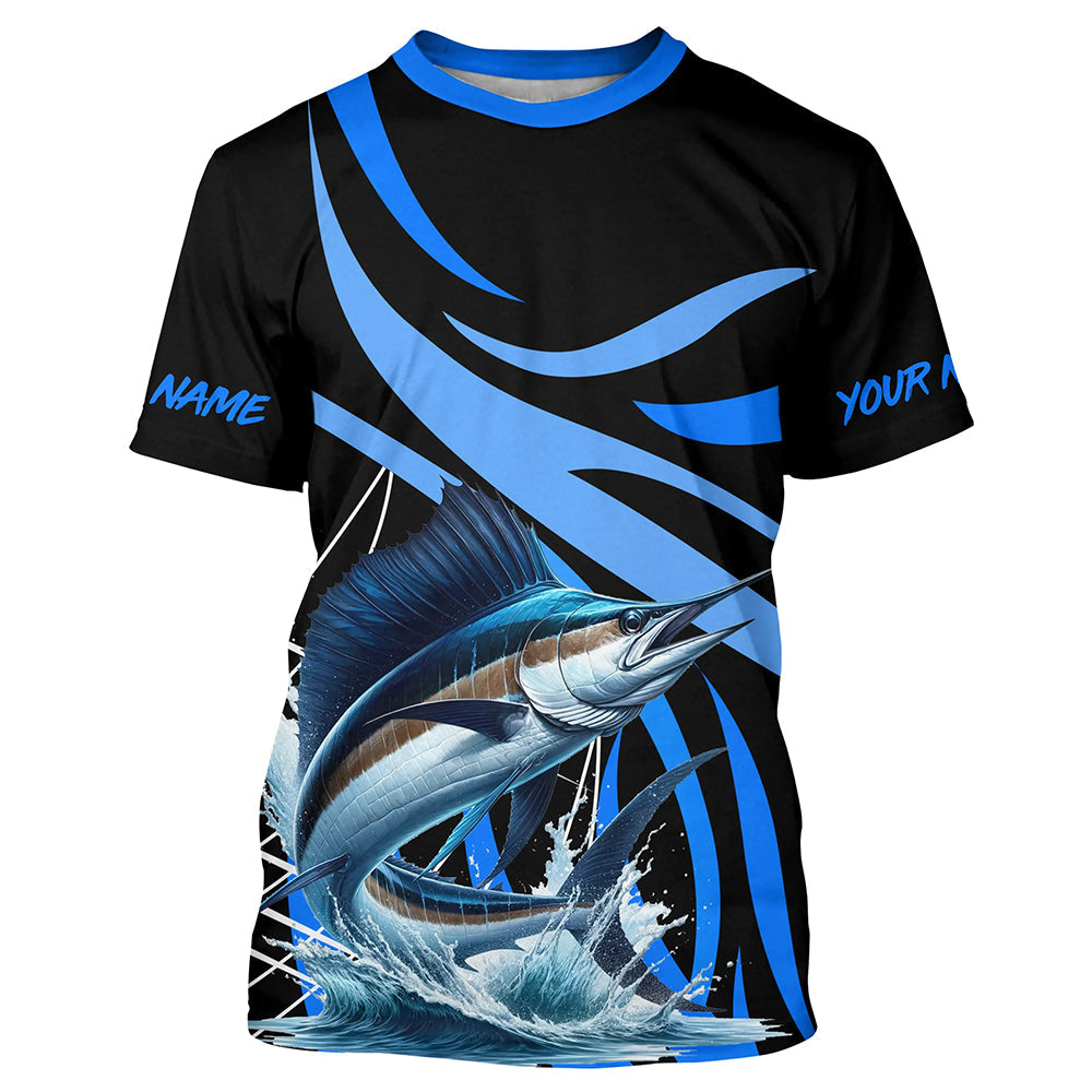 Personalized Sailfish Long Sleeve Fishing, Sailfish Tournament Fishing | Blue NQS7501