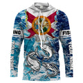 Florida Flag Mahimahi, wahoo, Tuna blue camo performance fishing UV protection customize long sleeves NQS2123