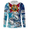 Florida Flag Mahimahi, wahoo, Tuna blue camo performance fishing UV protection customize long sleeves NQS2123