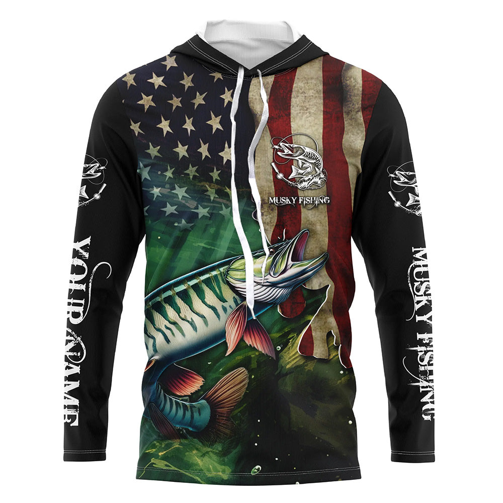 Musky Fishing American Flag Patriotic Customize fishing, personalized fishing gifts NQS481