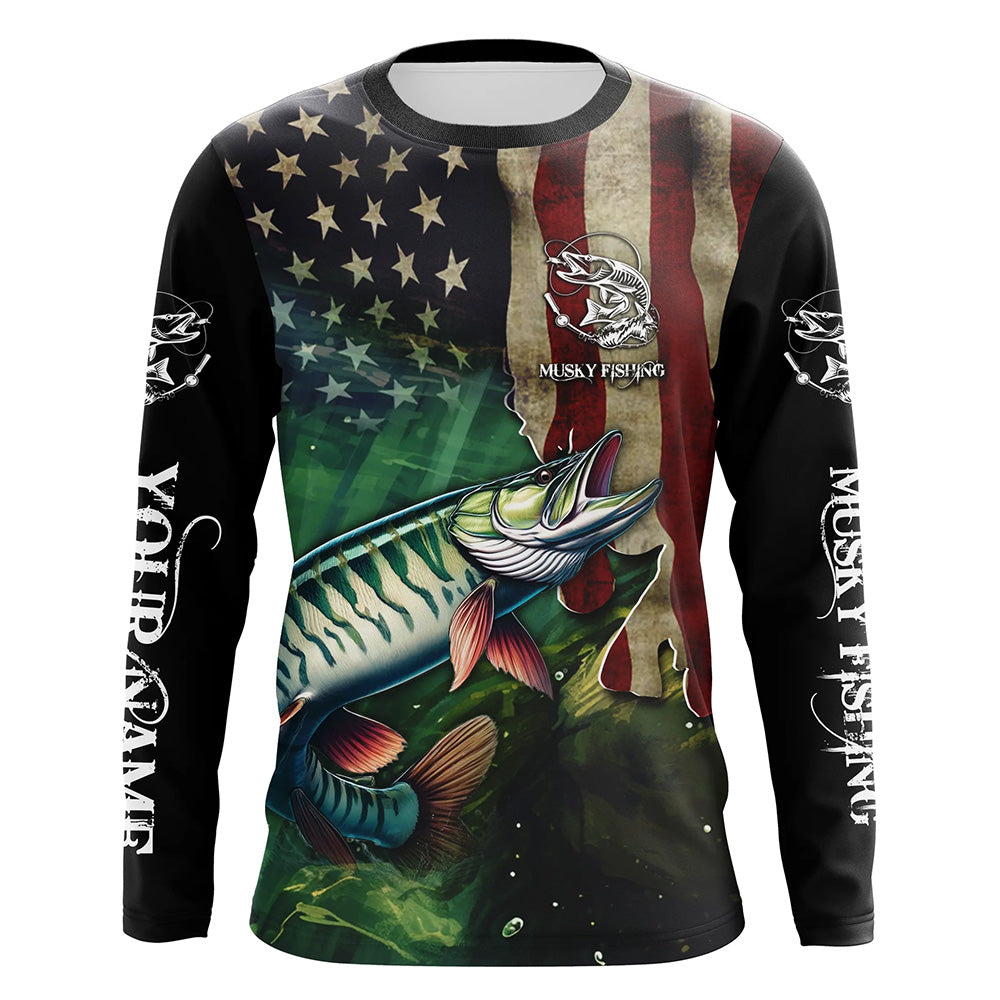 Musky Fishing American Flag Patriotic Customize fishing, personalized fishing gifts NQS481