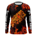 Largemouth bass skull on fire Custom Long sleeve Fishing, Bass reaper fishing NQS4597