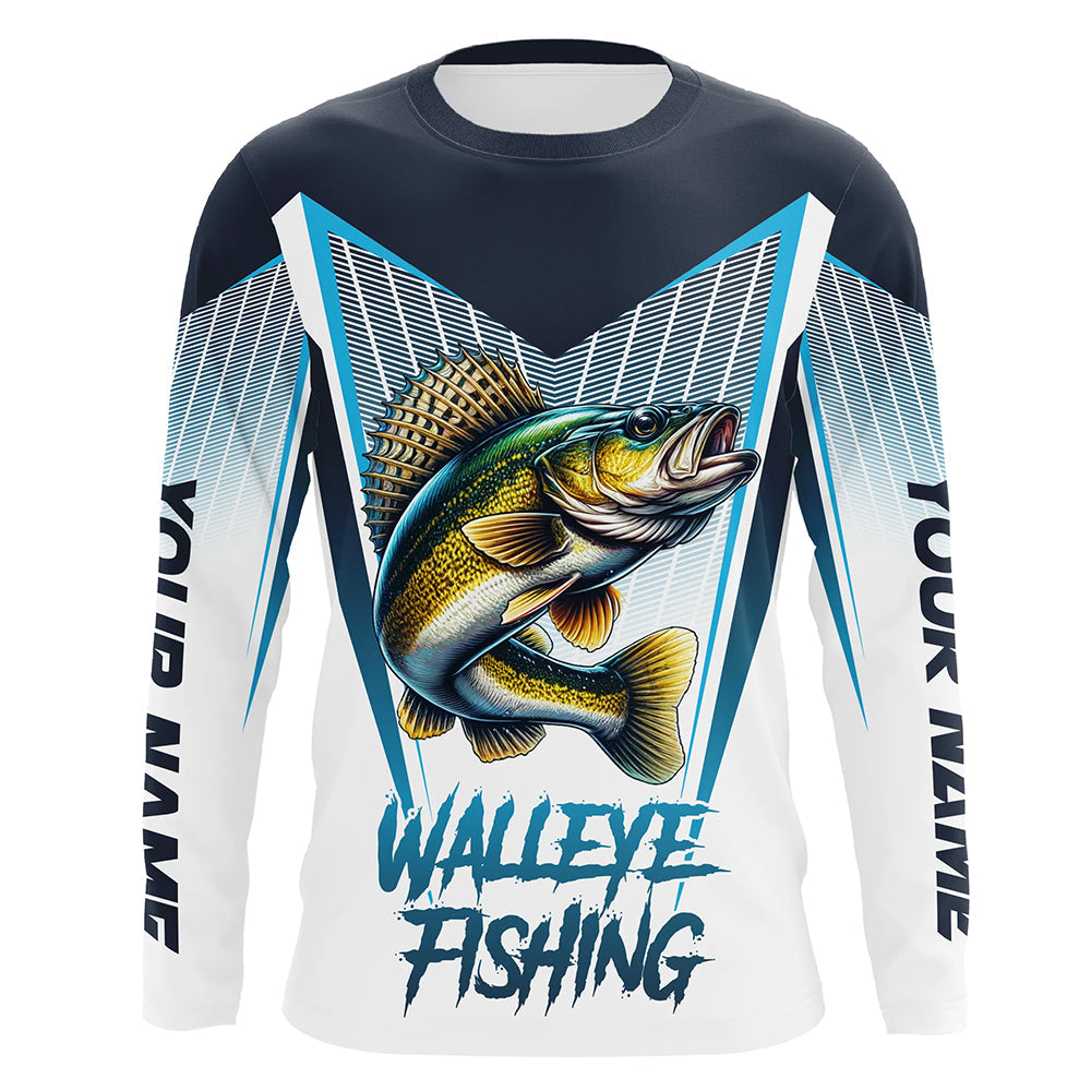 Personalized Walleye fishing Tournament Long Sleeve Fishing, Walleye Fishing | Blue NQS9225