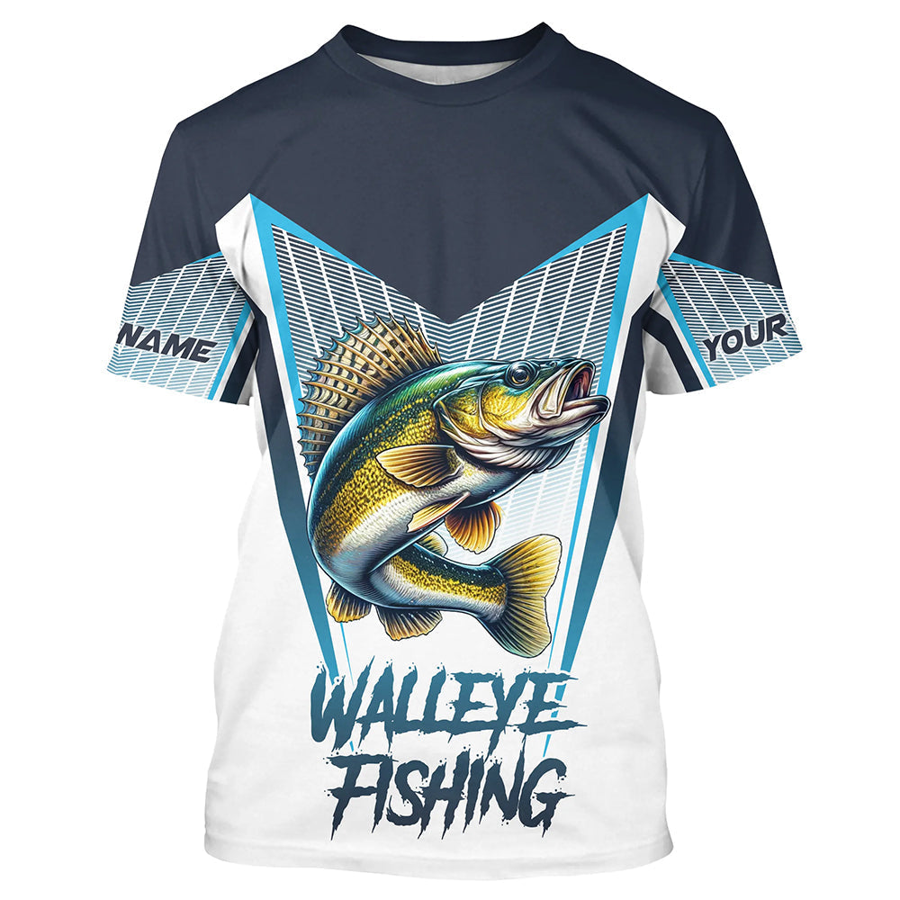 Personalized Walleye fishing Tournament Long Sleeve Fishing, Walleye Fishing | Blue NQS9225