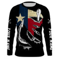 TX Fishing 3D Fish Hook Texas Flag black vintage UV protection custom long sleeves fishing NQS1342