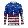American flag patriotic saltwater fishing blue camo Custom Long Sleeve Tournament Fishing NQS5009