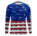American flag patriotic saltwater fishing blue camo Custom Long Sleeve Tournament Fishing NQS5009