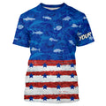 American flag patriotic saltwater fishing blue camo Custom Long Sleeve Tournament Fishing NQS5009