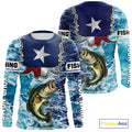Texas Bass Fishing blue ocean camo custom Largemouth Bass long sleeves performance fishing NQS9999