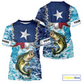 Texas Bass Fishing blue ocean camo custom Largemouth Bass long sleeves performance fishing NQS9999