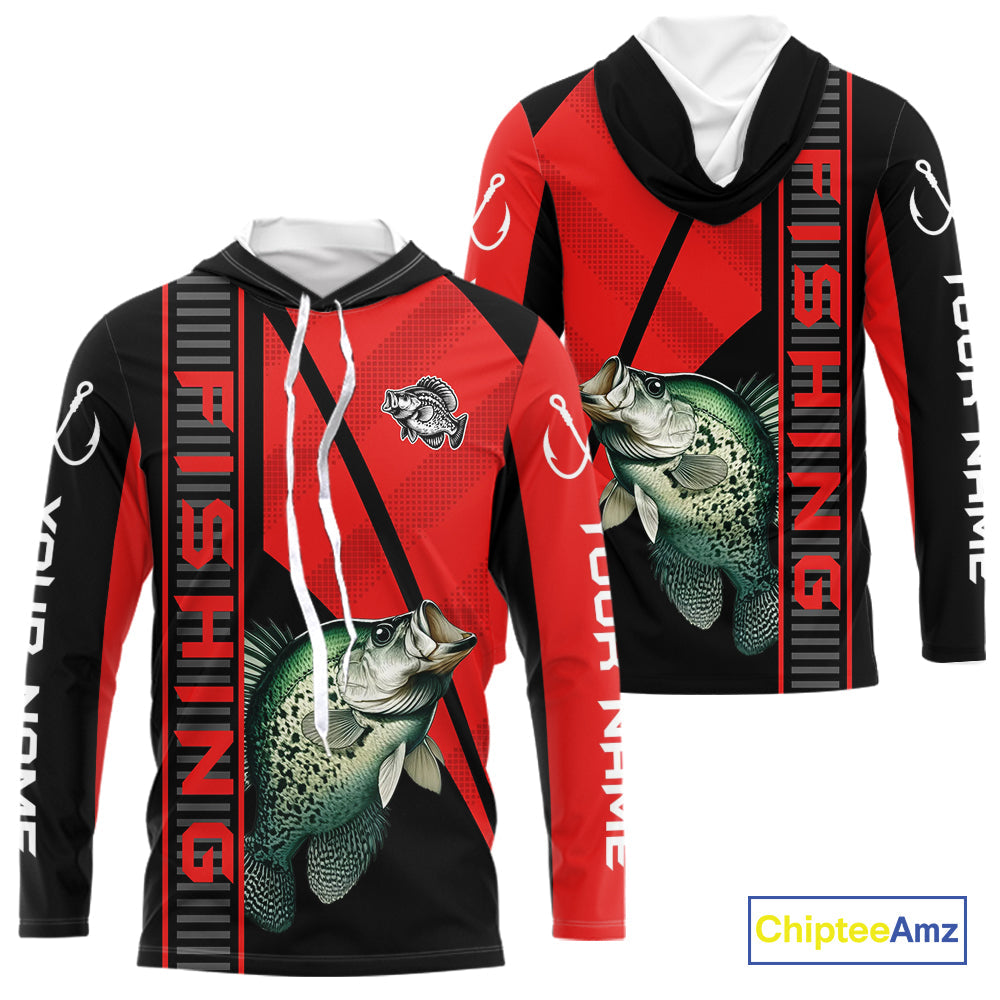 Black and red Crappie Fishing Custom UV protection Long sleeve fishing, Women